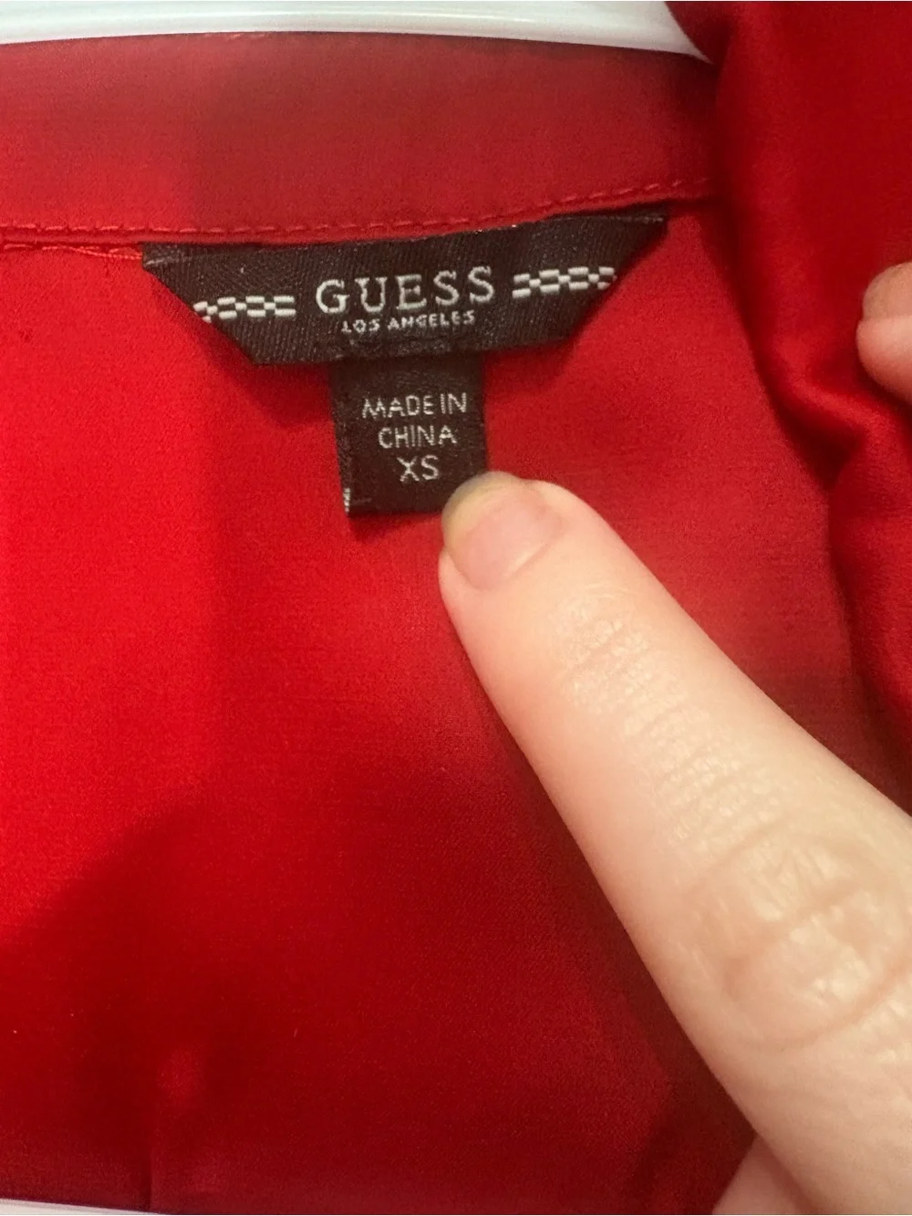 Guess Red Satin Button-Down Top - Picture 2 of 4